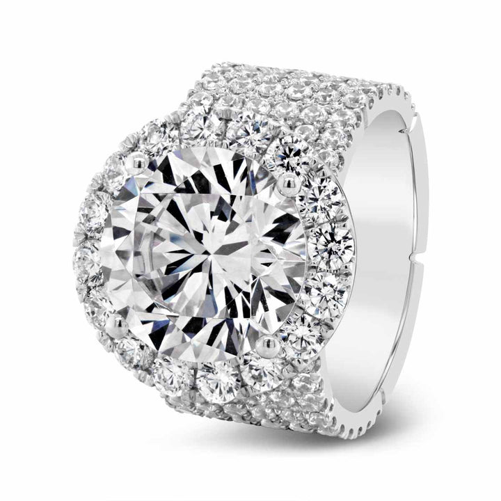 Wide Band Diamond Halo Engagement Ring - YJA3467R