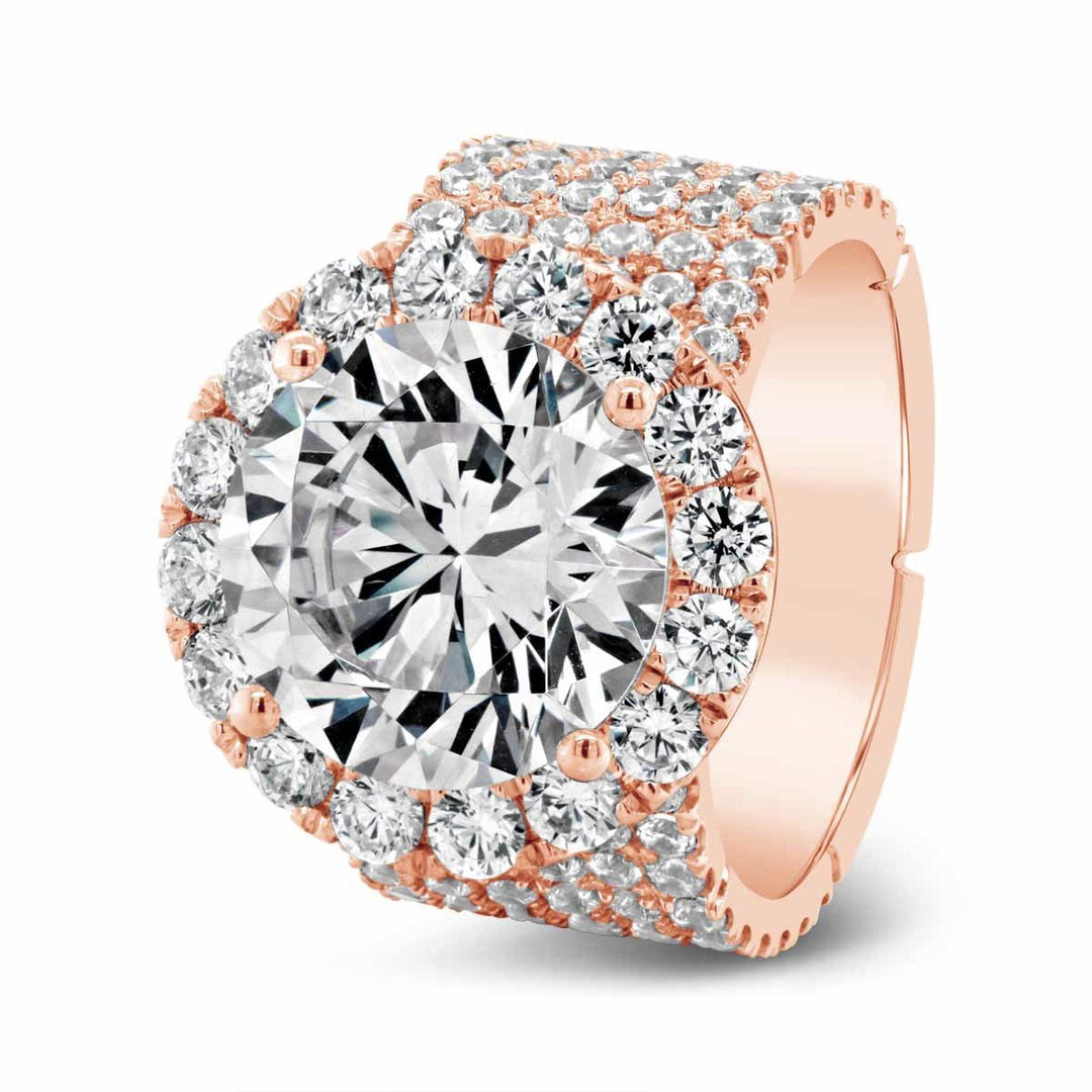 Wide Band Diamond Halo Engagement Ring - YJA3467R