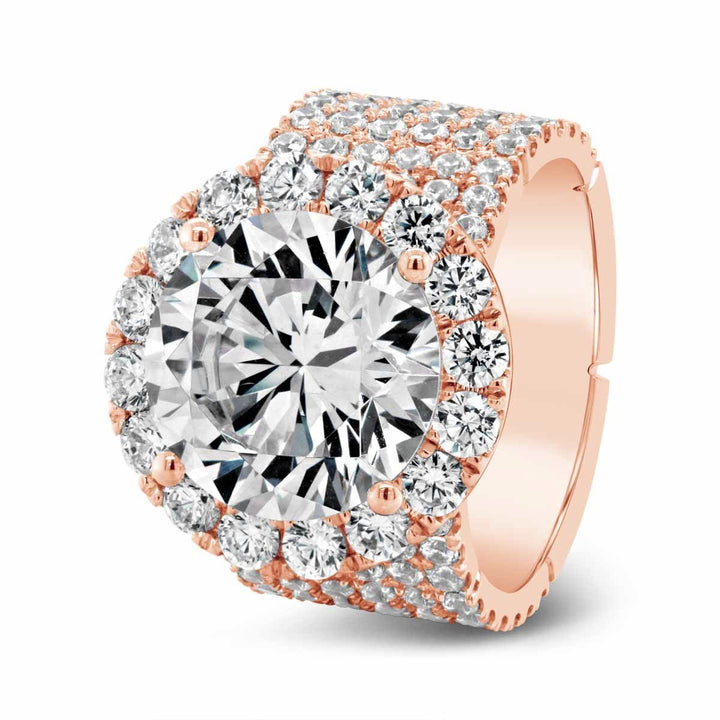 Wide Band Diamond Halo Engagement Ring - YJA3467R