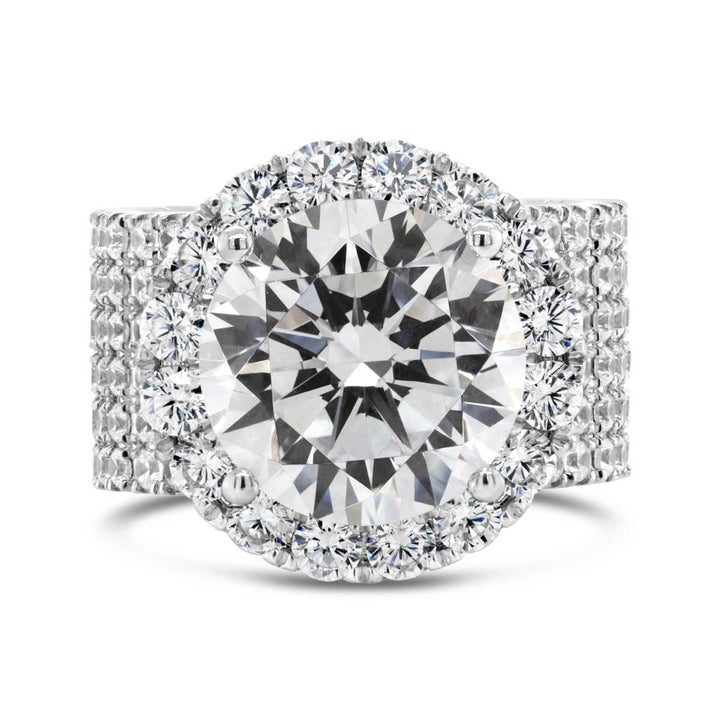 Wide Band Diamond Halo Engagement Ring - YJA3467R