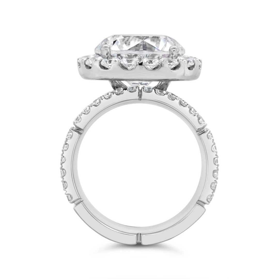 Wide Band Diamond Halo Engagement Ring - YJA3467R