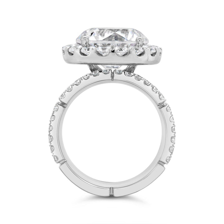 Wide Band Diamond Halo Engagement Ring - YJA3467R