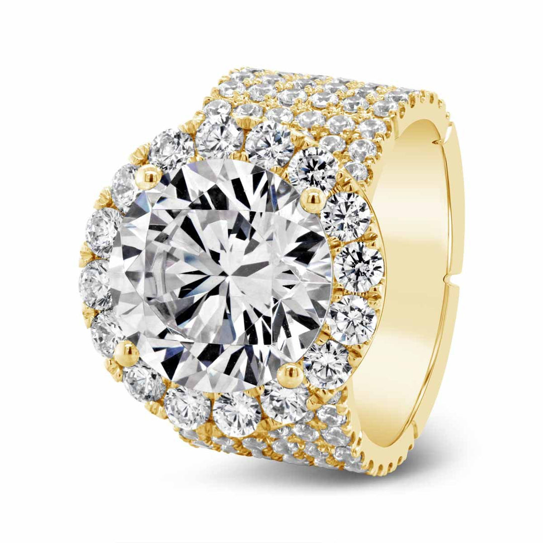 Wide Band Diamond Halo Engagement Ring - YJA3467R