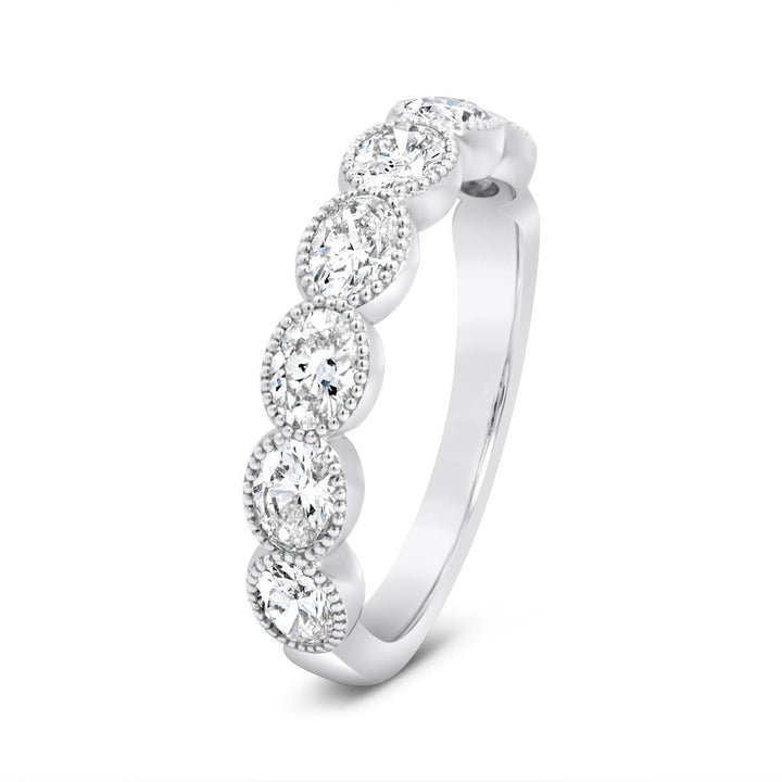 Oval Cut Diamond Band with Milgrain Finish - YR33939