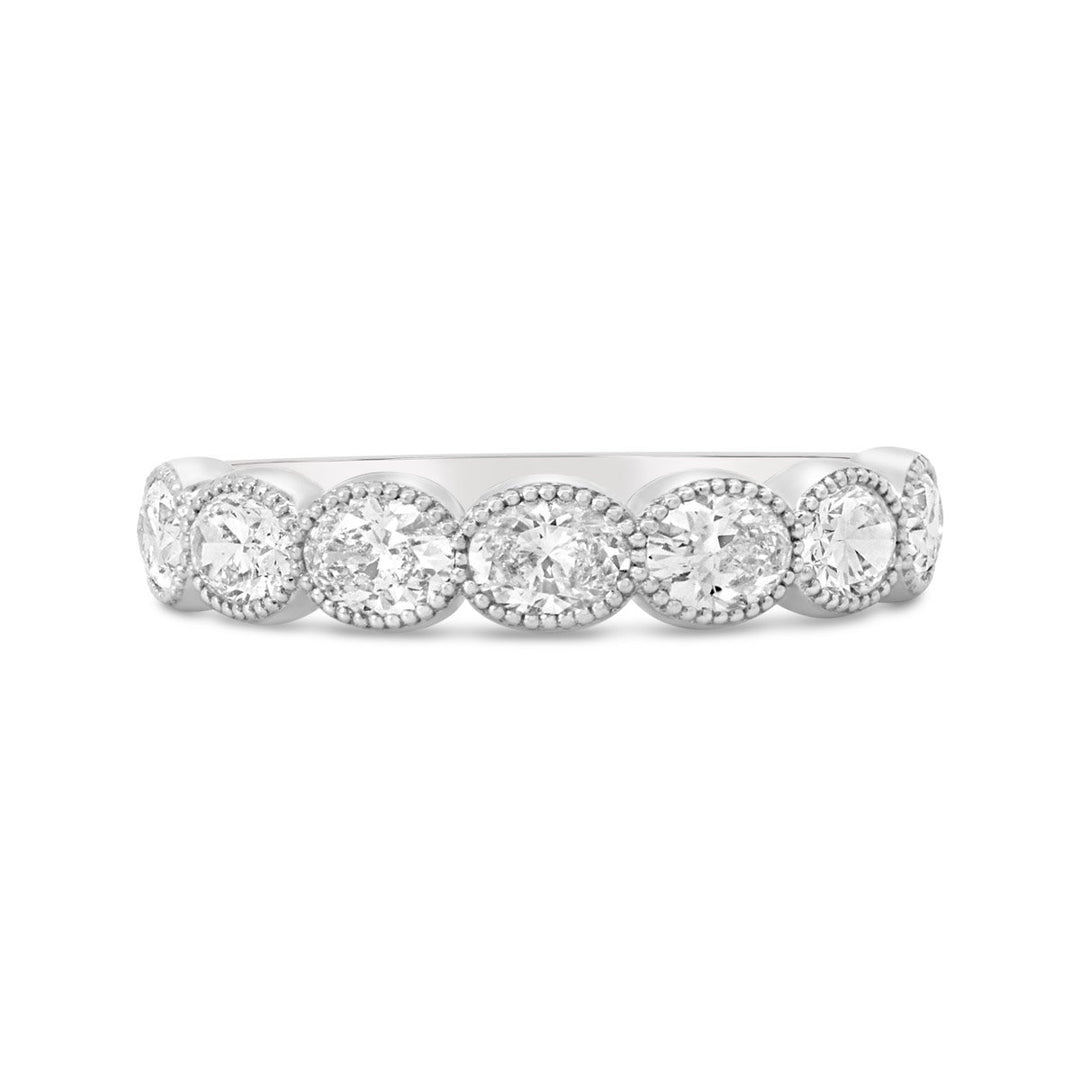 Oval Cut Diamond Band with Milgrain Finish - YR33939