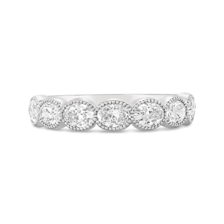 Oval Cut Diamond Band with Milgrain Finish - YR33939