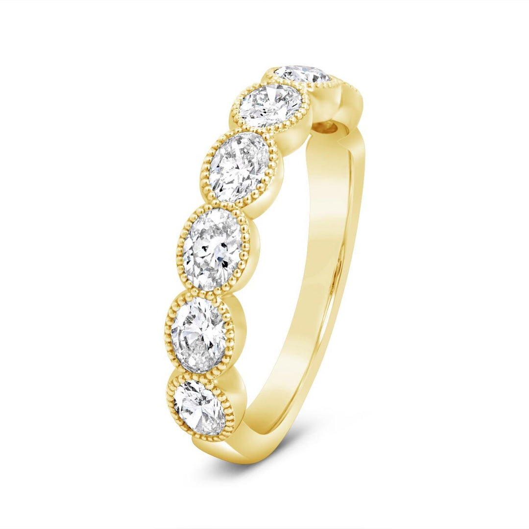Oval Cut Diamond Band with Milgrain Finish - YR33939