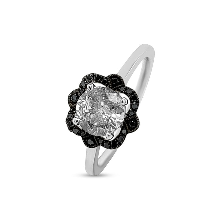 Black Diamond Halo & Salt & Pepper Diamond Ring