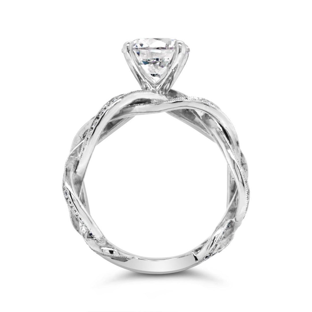 Cross Over Diamond Engagement Ring with Milgrain Finish - YJA0796R