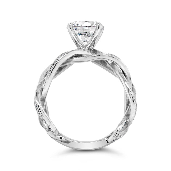 Cross Over Diamond Engagement Ring with Milgrain Finish - YJA0796R