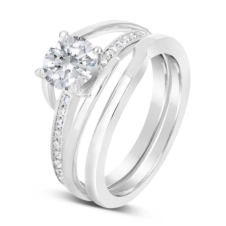Modern Diamond Wedding Set - YJA0537R-B - The Diamond Guys
