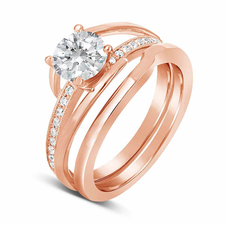 Modern Diamond Wedding Set - YJA0537R-B - The Diamond Guys