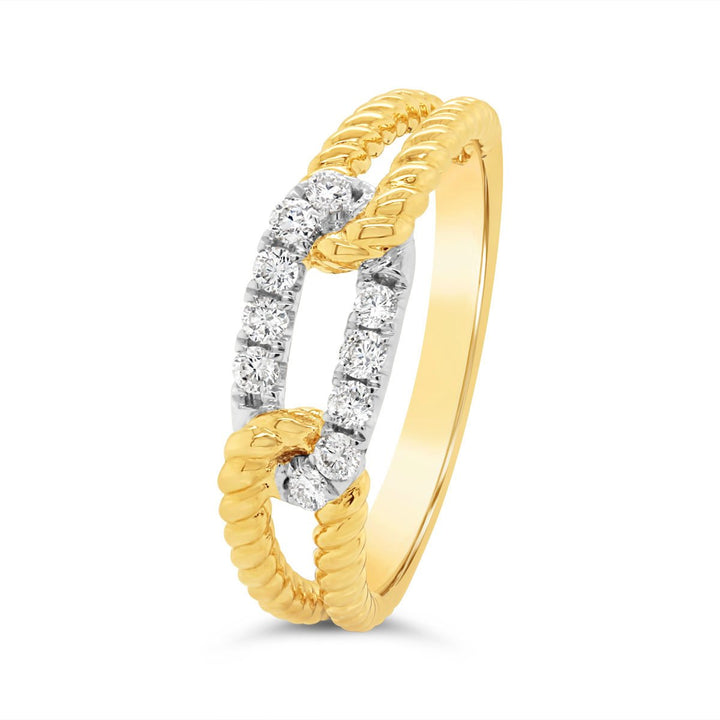 Yellow and White Gold Diamond Link Fashion Ring