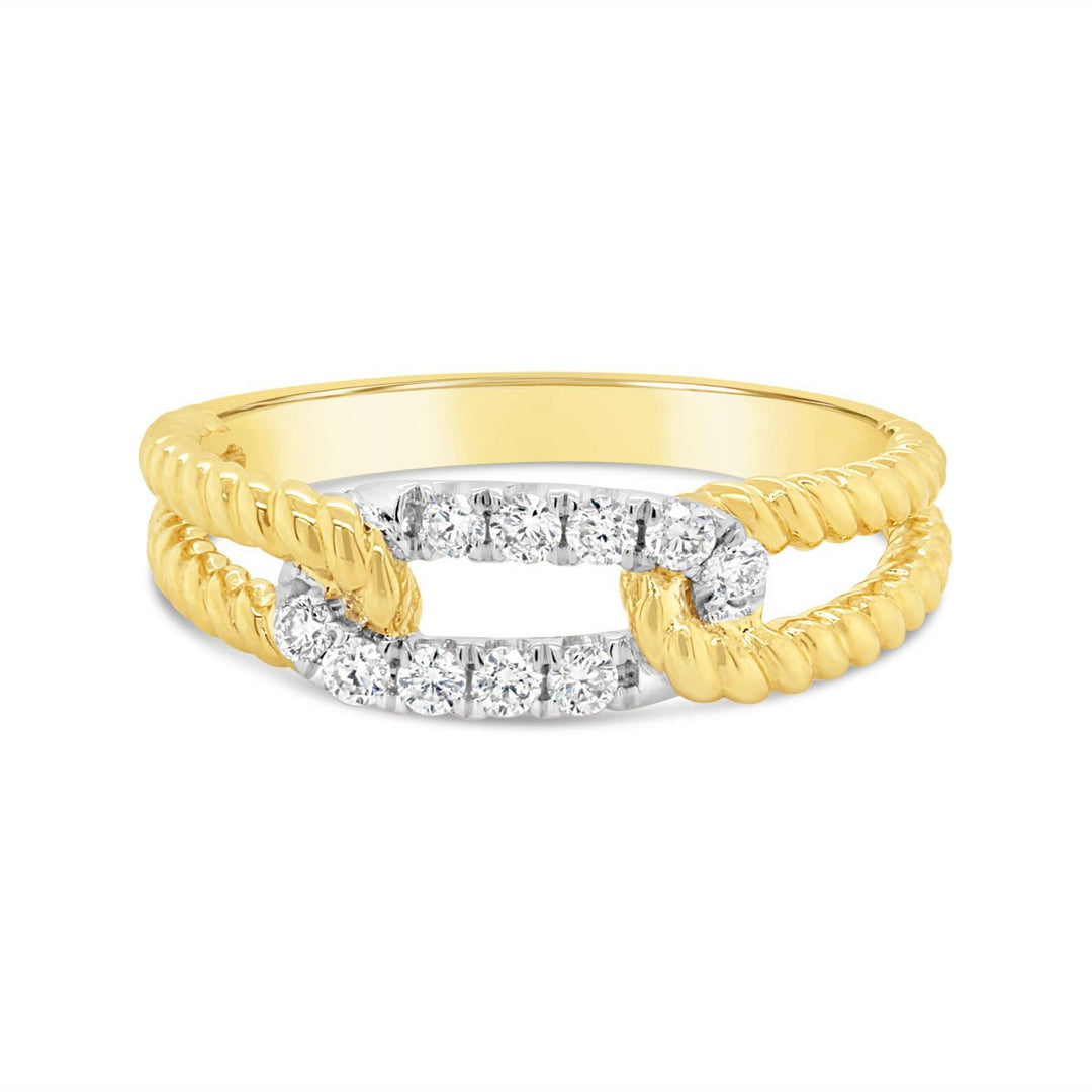 Yellow and White Gold Diamond Link Fashion Ring