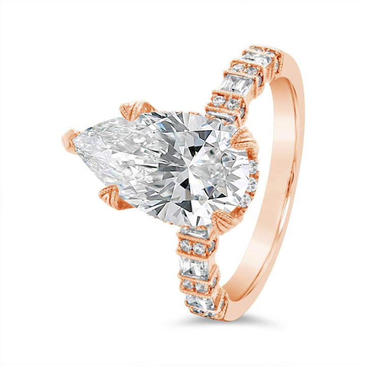 Diamond Engagement Ring with Dropped Hidden Halo - YJM4255R