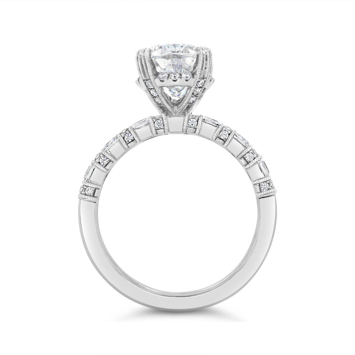 Diamond Engagement Ring with Dropped Hidden Halo - YJM4255R