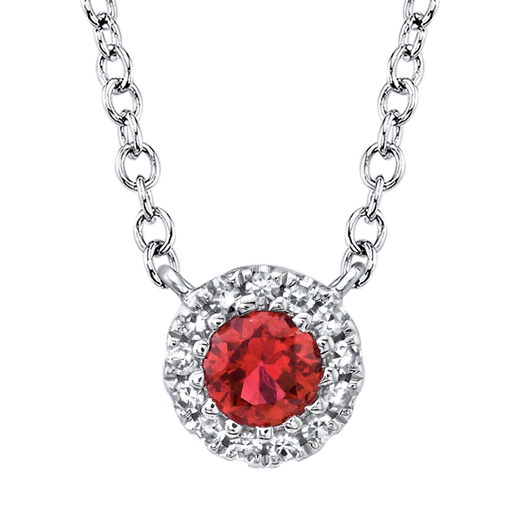 Shy Creation Diamond Halo & Ruby Necklace - The Diamond Guys