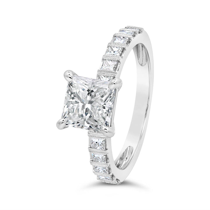 Diamond Engagement Ring with Milgrain Detail - YJC5985R