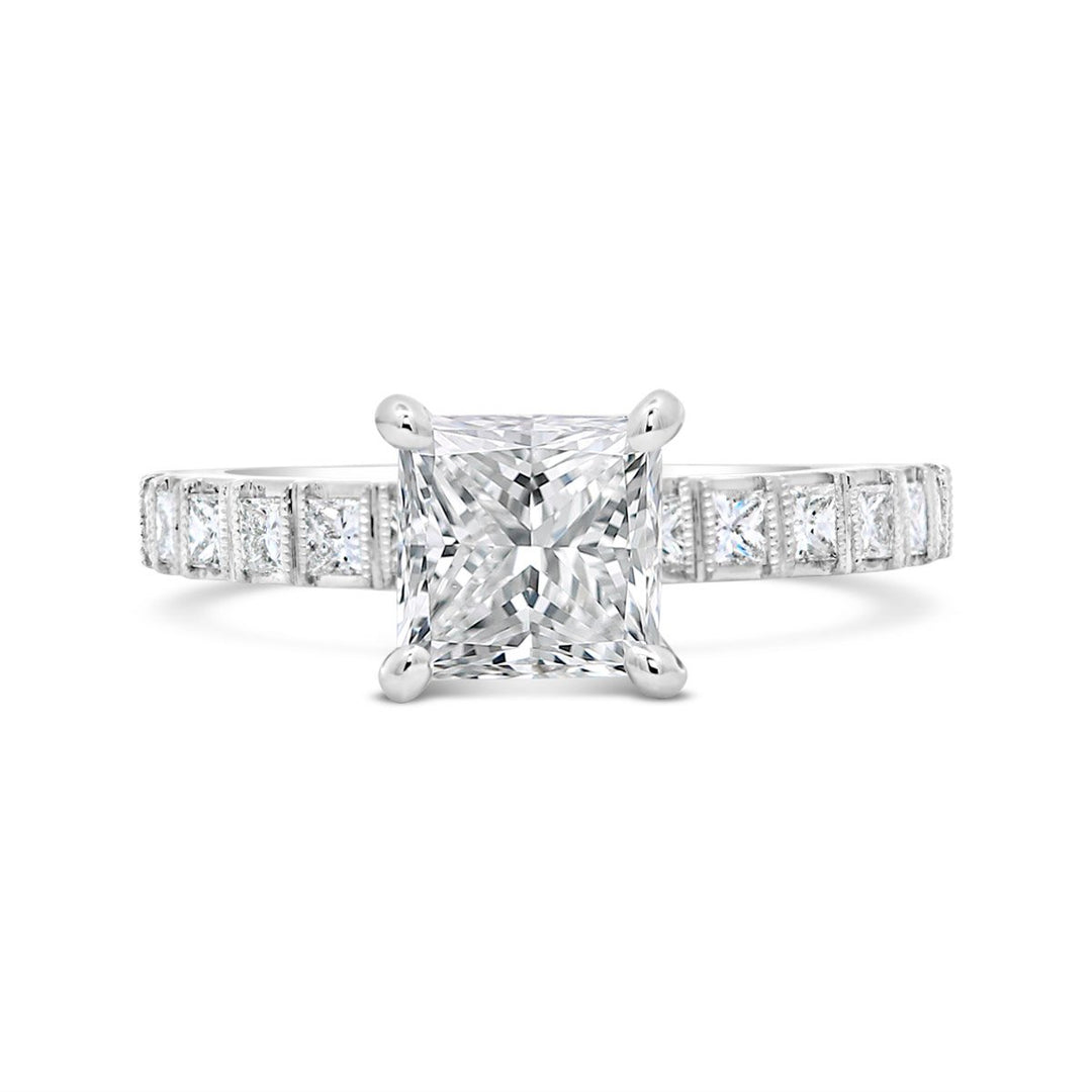 Diamond Engagement Ring with Milgrain Detail - YJC5985R
