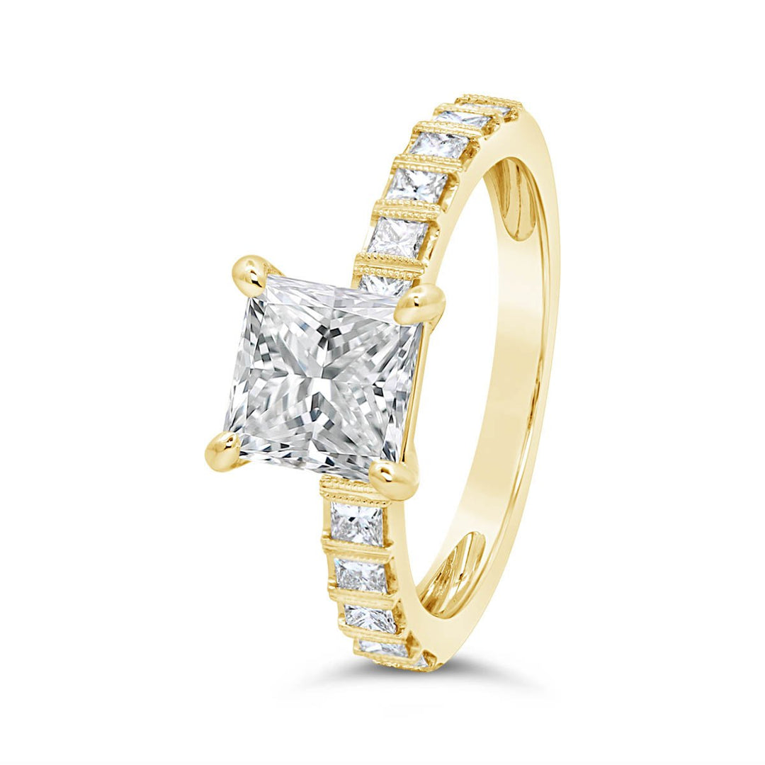 Diamond Engagement Ring with Milgrain Detail - YJC5985R