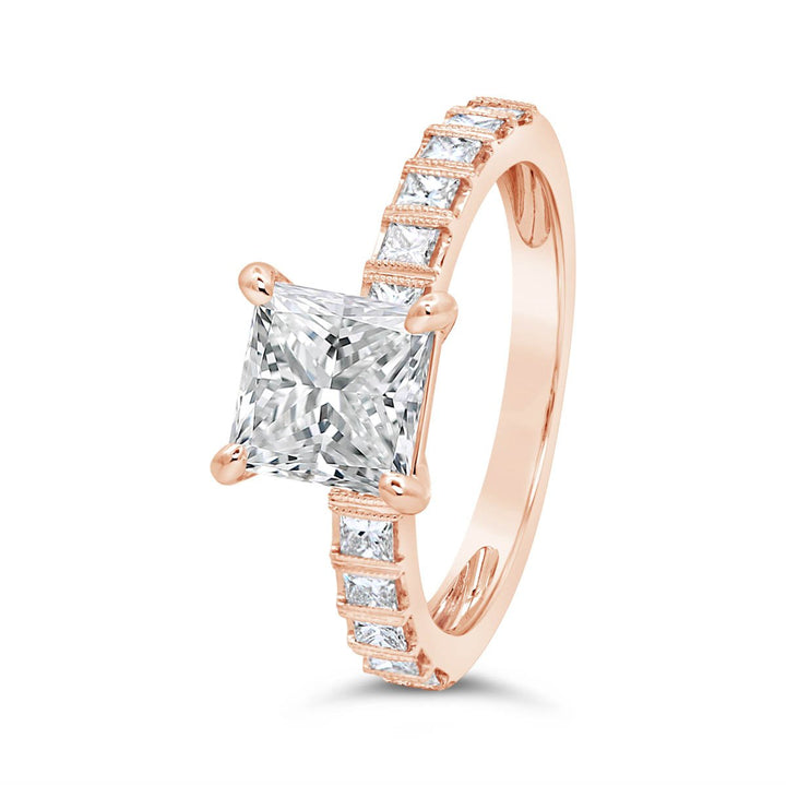 Diamond Engagement Ring with Milgrain Detail - YJC5985R