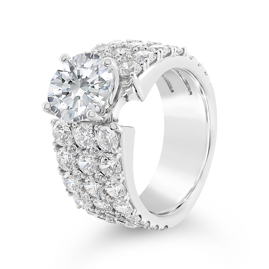 Wide Band Diamond Engagement Ring - YJA8738R