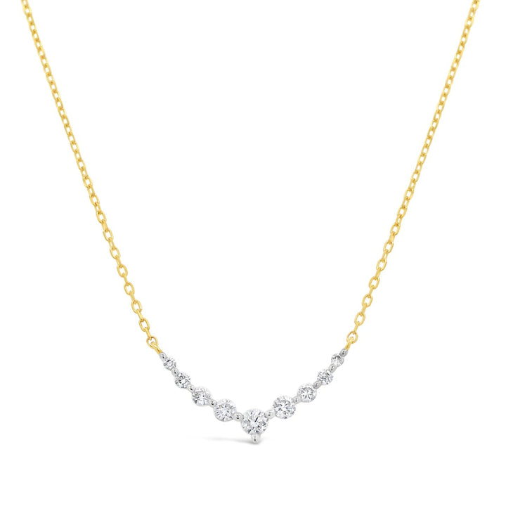 Yellow Gold V Shape Diamond Necklace - 42568N
