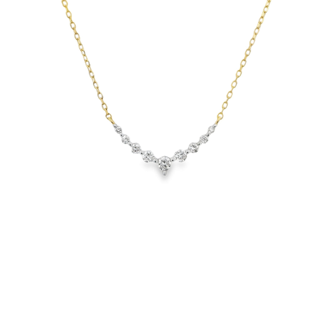 Yellow Gold V Shape Diamond Necklace - 42568N