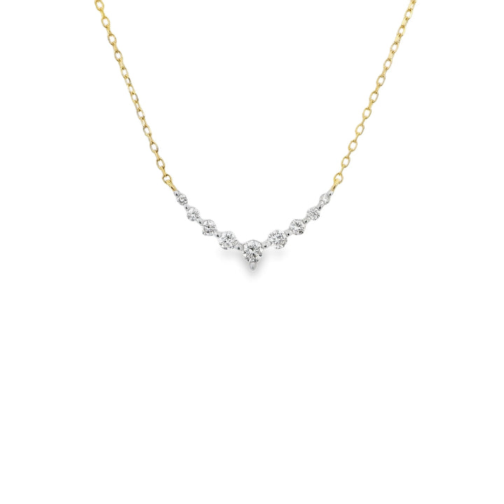 Yellow Gold V Shape Diamond Necklace - 42568N