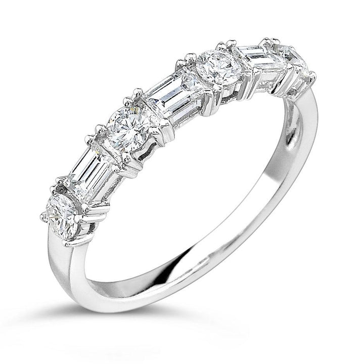 Modern Baguette and Round Diamond Wedding Band - MR1824 - The Diamond Guys