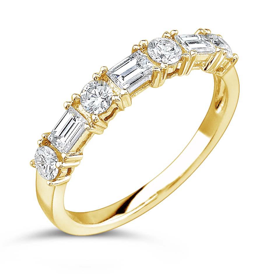 Modern Baguette and Round Diamond Wedding Band - MR1824 - The Diamond Guys