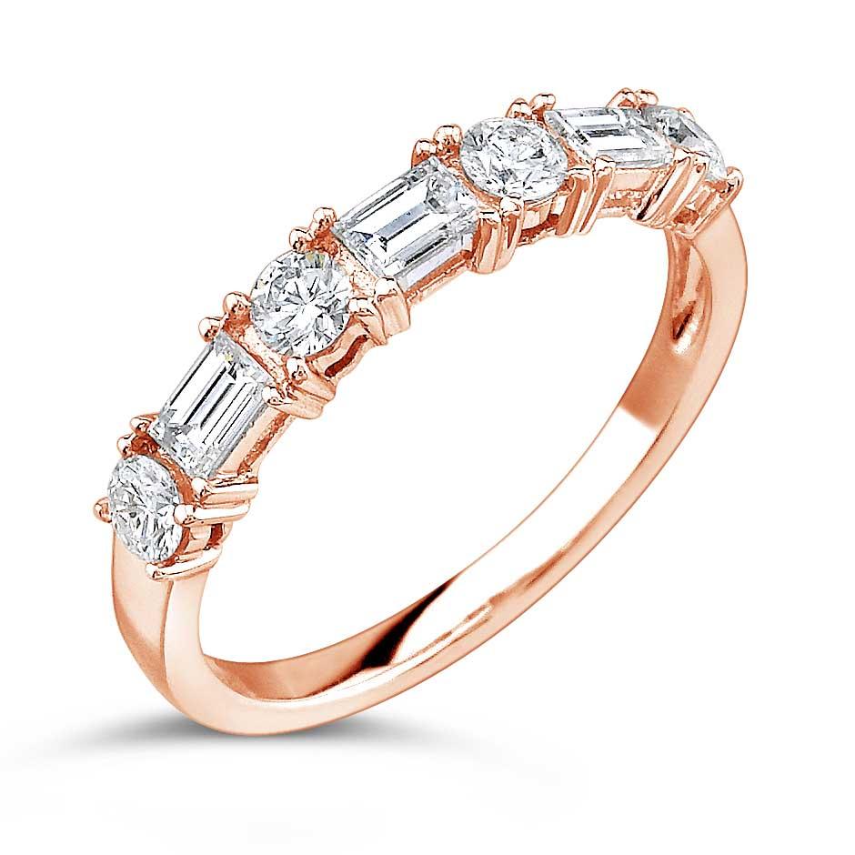 Modern Baguette and Round Diamond Wedding Band - MR1824 - The Diamond Guys