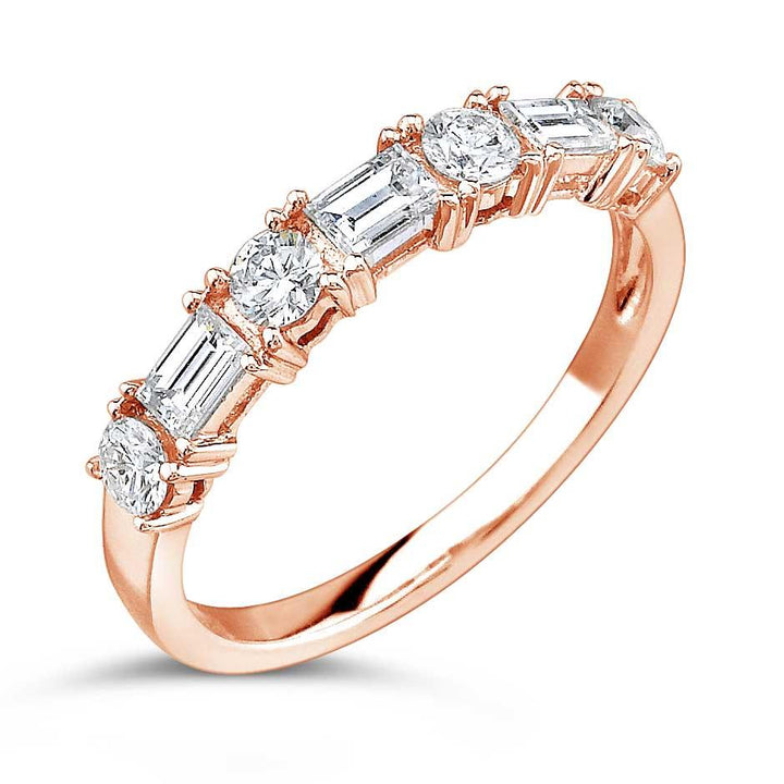 Modern Baguette and Round Diamond Wedding Band - MR1824 - The Diamond Guys
