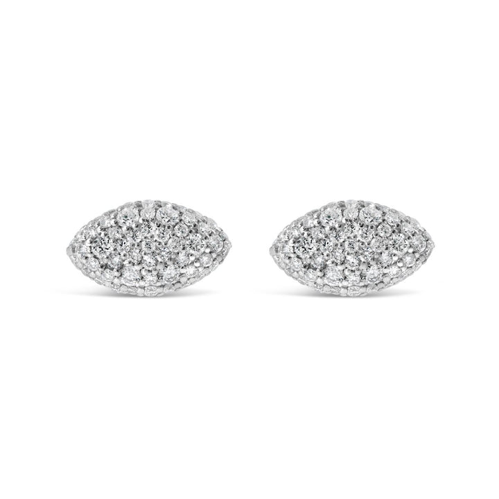 Pave Diamond Oval Earring Stud - The Diamond Guys