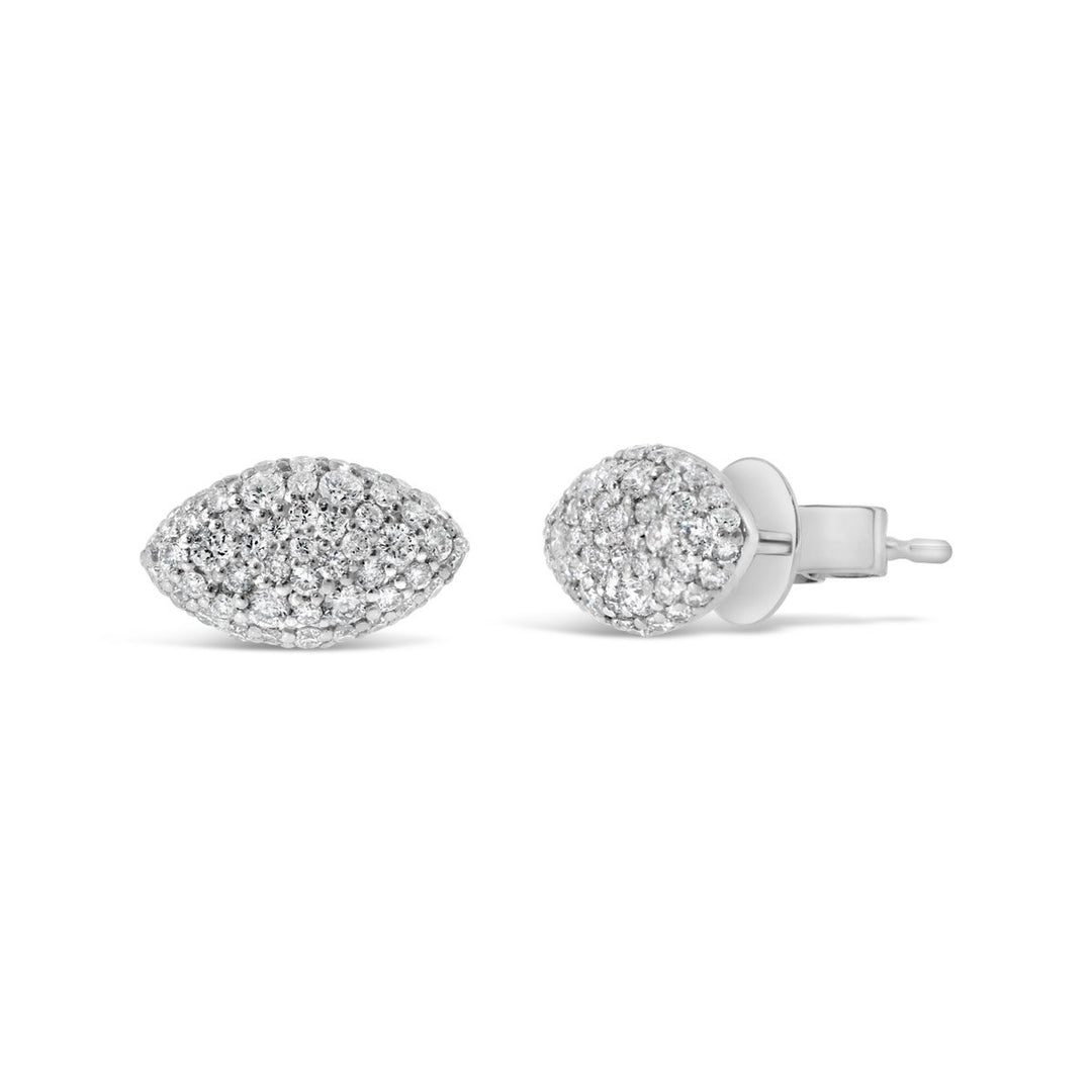 Pave Diamond Oval Earring Stud - The Diamond Guys