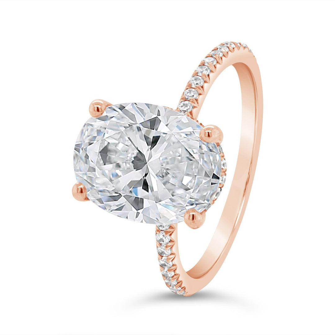Hidden Halo Three Quarter Way Set Diamond Engagement Ring - YJA2828R