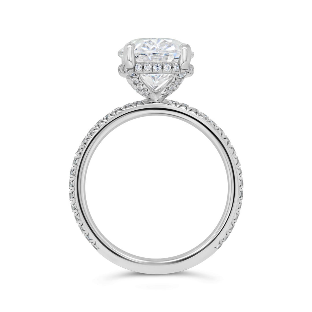 Hidden Halo Three Quarter Way Set Diamond Engagement Ring - YJA2828R