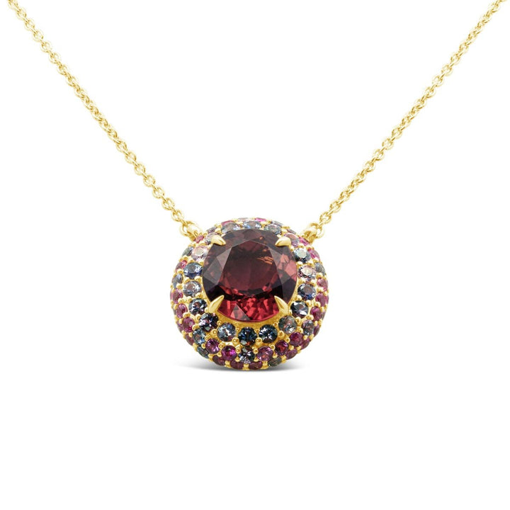 Tourmaline & Sapphire Wide Halo Necklace  - AN4879/PS/PT - The Diamond Guys