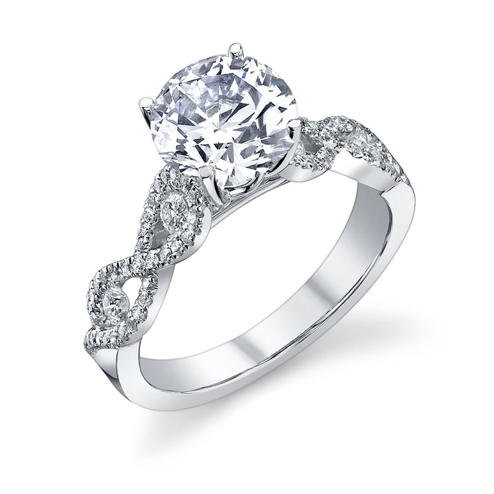 Cross Over Diamond Engagement Ring