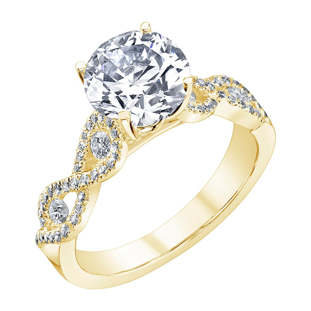 Cross Over Diamond Engagement Ring