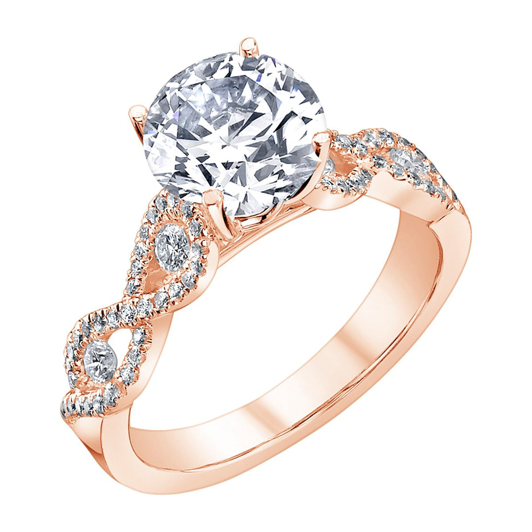 Cross Over Diamond Engagement Ring