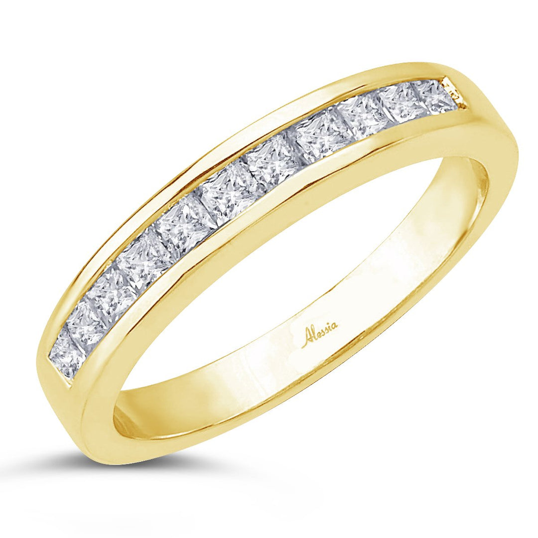 Channel Set Priness Cut Diamond Band - ACE016 - The Diamond Guys