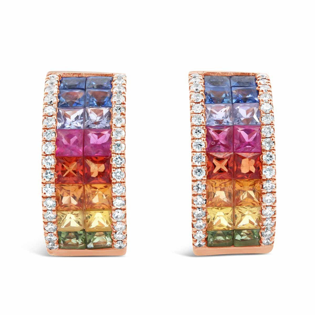 Diamond & Sapphire Huggie Earrings - The Diamond Guys