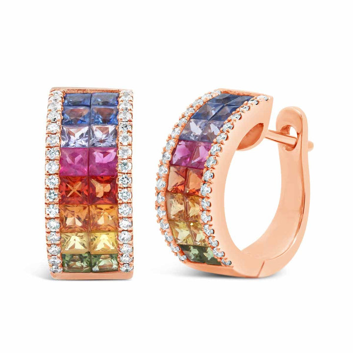 Diamond & Sapphire Huggie Earrings - The Diamond Guys