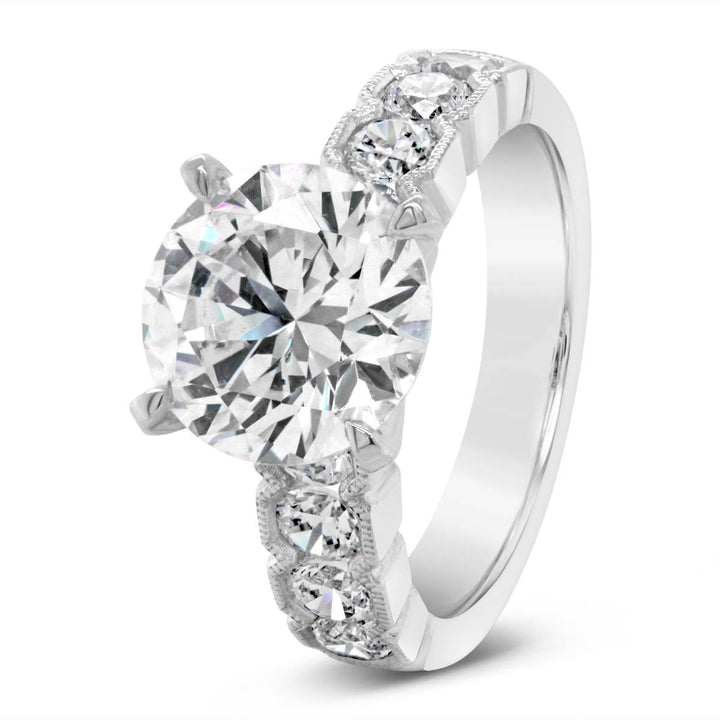 Wide Band Engagement Ring with Milgrain Finish - YJC3494R