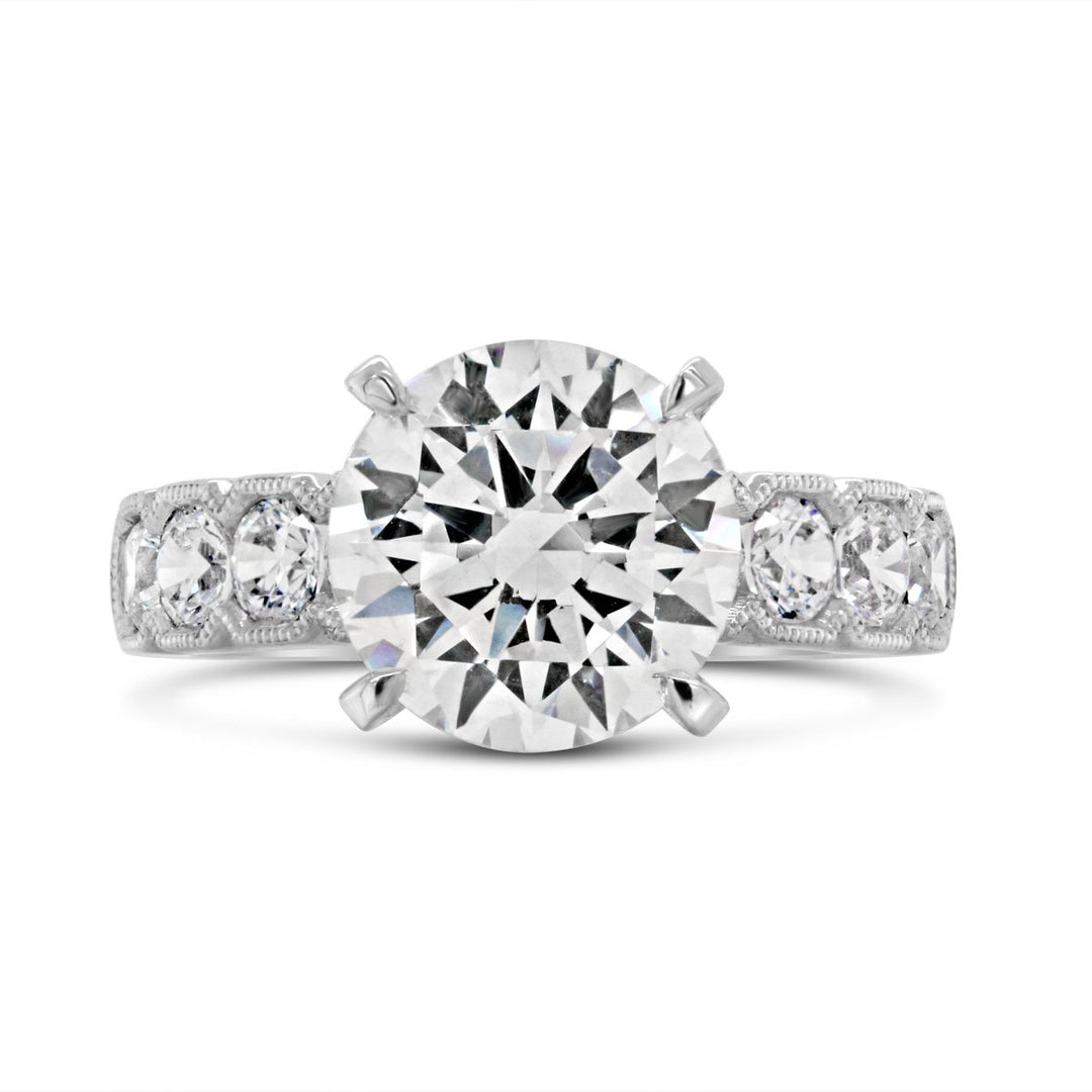 Wide Band Engagement Ring with Milgrain Finish - YJC3494R