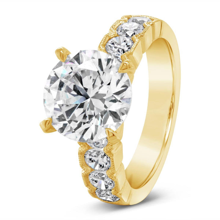 Wide Band Engagement Ring with Milgrain Finish - YJC3494R