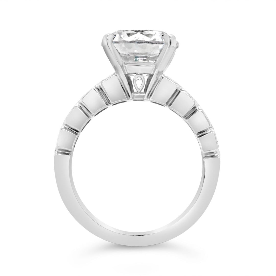 Wide Band Engagement Ring with Milgrain Finish - YJC3494R