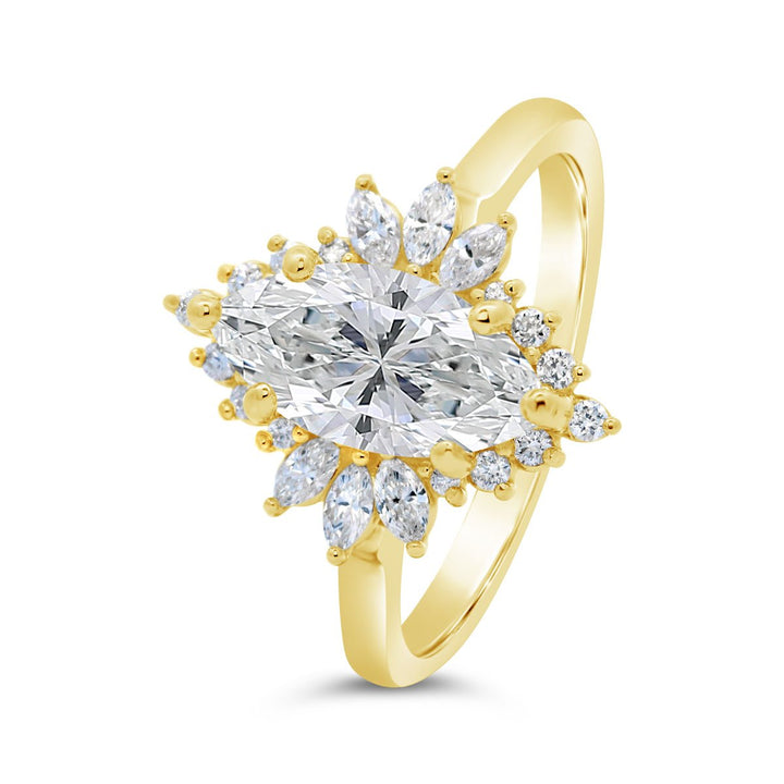 Diamond Burst Halo Solitaire Engagement Ring - 127160-MRQ
