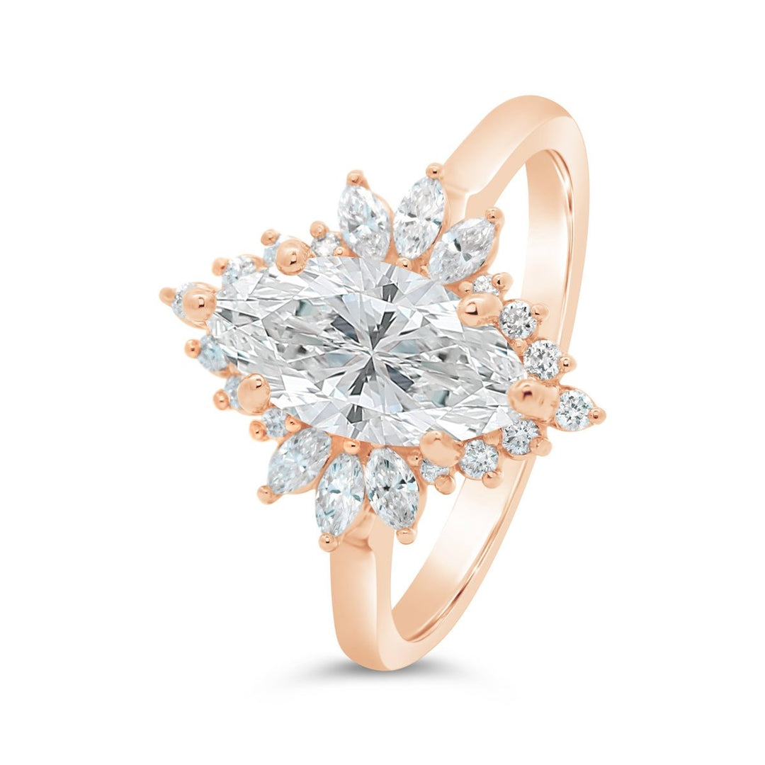Diamond Burst Halo Solitaire Engagement Ring - 127160-MRQ